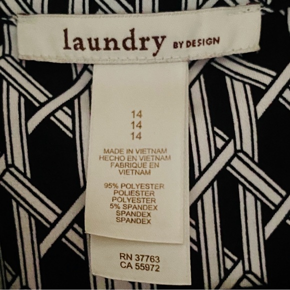 Belted Midi Shirt Dress Half Sleeves Geometric Print L 12 14 Laundry by Design - Picture 7 of 13